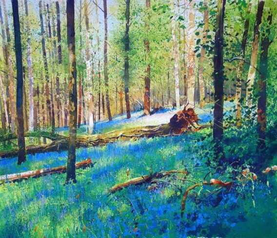 Richard Thorn Woodland Wonders bluebells painting for sale