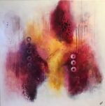 Andrea Gill Distance II bold pink abstract oil painting for sale