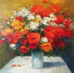 Gerhard Nesvadba Floral I modern still life painting for sale