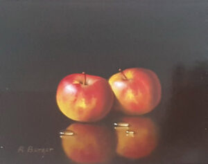 Ronald Berger Red Apples framed traditional still life painting