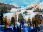 Celia Wilkinson En Route To St Moritz abstract mountain painting for sale