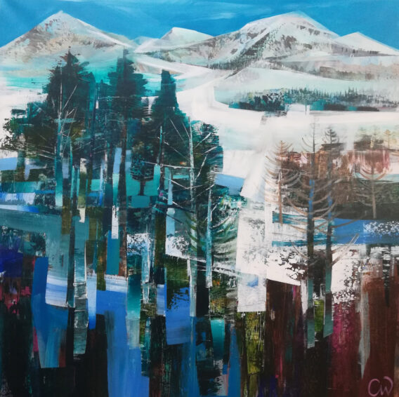 Celia Wilkinson Off Piste abstract alps painting for sale