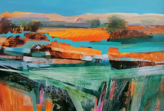 Celia Wilkinson Blazing Sun Acrylic on canvas 108x160cm large abstract painting