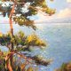 John Hammond Light Across The Water lake garda art impressionist coastal painting of Mediterranean lake in Italy in traditional style