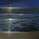 Howard Birchmore St Ives Cornwall at Night painting nighttime seascape painting of Cornish beach in dark colours in modern style