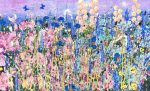 Marriage Made In Heaven tracey thornton painting colourful original floral flower meadow painting with pink blue flowers and butterflies