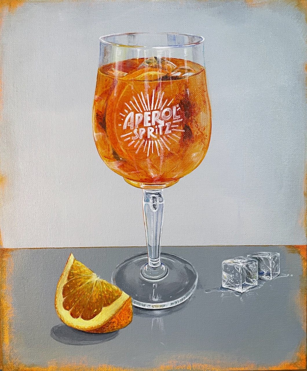 Aperol Spritz cocktail painting by Anne-Marie Ellis